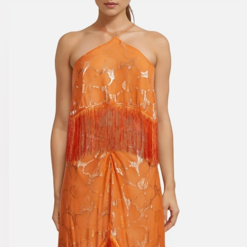 NWT Pati Top In Orange Metallic